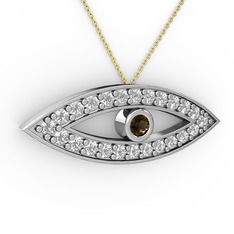 Dumanlı kuvars ve swarovski 925 ayar gümüş kolye (40 cm gümüş rolo zincir)