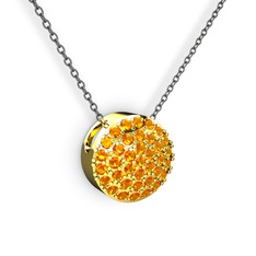 Sitrin 8 ayar altın kolye (40 cm gümüş rolo zincir)