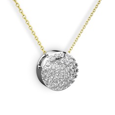 Taşlı Adiva Kolye - Swarovski 8 ayar beyaz altın kolye (40 cm gümüş rolo zincir) #10vhgud
