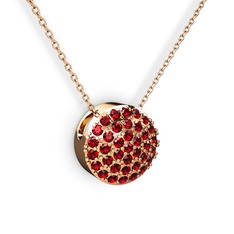 Taşlı Adiva Kolye - Garnet 18 ayar rose altın kolye (40 cm rose altın rolo zincir) #11mj71f