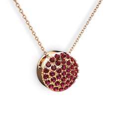 Taşlı Adiva Kolye - Rodolit garnet 14 ayar rose altın kolye (40 cm rose altın rolo zincir) #1391e2r