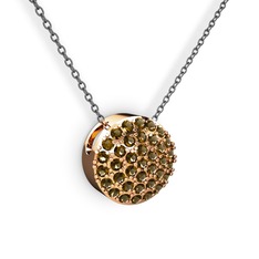Dumanlı kuvars 8 ayar rose altın kolye (40 cm gümüş rolo zincir)