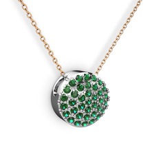 Taşlı Adiva Kolye - Yeşil kuvars 14 ayar beyaz altın kolye (40 cm rose altın rolo zincir) #1475cxl