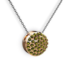 Peridot 8 ayar rose altın kolye (40 cm gümüş rolo zincir)