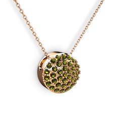 Peridot 8 ayar rose altın kolye (40 cm rose altın rolo zincir)