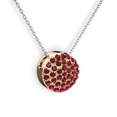 Taşlı Adiva Kolye - Rodolit garnet 18 ayar rose altın kolye (40 cm beyaz altın rolo zincir) #15mps72