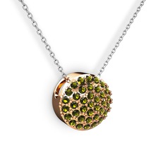 Peridot 18 ayar rose altın kolye (40 cm beyaz altın rolo zincir)