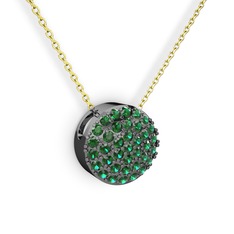 Taşlı Adiva Kolye - Yeşil kuvars 925 ayar siyah rodyum kaplama gümüş kolye (40 cm altın rolo zincir) #19z8vtz