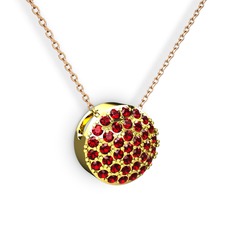 Taşlı Adiva Kolye - Garnet 925 ayar altın kaplama gümüş kolye (40 cm rose altın rolo zincir) #1bek5hy