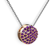 Taşlı Adiva Kolye - Ametist 925 ayar rose altın kaplama gümüş kolye (40 cm gümüş rolo zincir) #1ca1txp