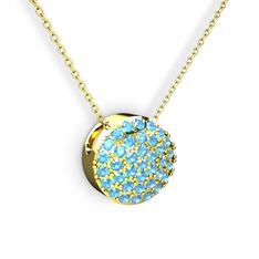 Taşlı Adiva Kolye - Akuamarin 8 ayar altın kolye (40 cm altın rolo zincir) #1fgwis1