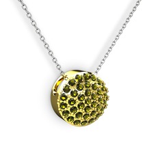 Peridot 8 ayar altın kolye (40 cm beyaz altın rolo zincir)