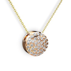 Taşlı Adiva Kolye - Swarovski 18 ayar rose altın kolye (40 cm gümüş rolo zincir) #1jgcfse