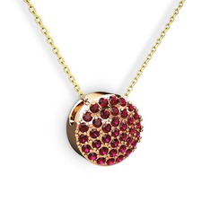 Taşlı Adiva Kolye - Rodolit garnet 18 ayar rose altın kolye (40 cm gümüş rolo zincir) #1kwp20s