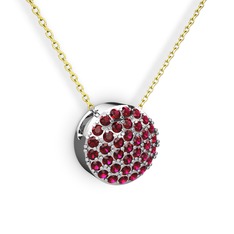 Taşlı Adiva Kolye - Rodolit garnet 14 ayar beyaz altın kolye (40 cm gümüş rolo zincir) #1l6x79f