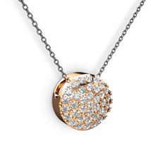 Swarovski 14 ayar rose altın kolye (40 cm gümüş rolo zincir)