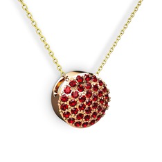 Taşlı Adiva Kolye - Garnet 8 ayar rose altın kolye (40 cm gümüş rolo zincir) #1qixoqf