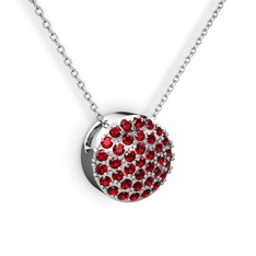 Taşlı Adiva Kolye - Garnet 14 ayar beyaz altın kolye (40 cm beyaz altın rolo zincir) #1sp9l2m
