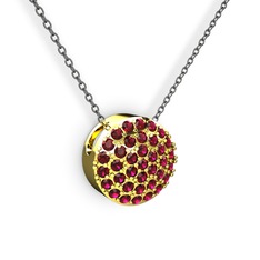 Rodolit garnet 925 ayar altın kaplama gümüş kolye (40 cm gümüş rolo zincir)
