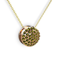 Peridot 8 ayar rose altın kolye (40 cm gümüş rolo zincir)