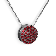 Garnet 925 ayar siyah rodyum kaplama gümüş kolye (40 cm gümüş rolo zincir)