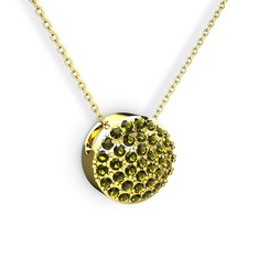 Taşlı Adiva Kolye - Peridot 18 ayar altın kolye (40 cm altın rolo zincir) #1wdrv8v
