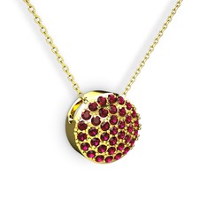 Rodolit garnet 8 ayar altın kolye (40 cm gümüş rolo zincir)