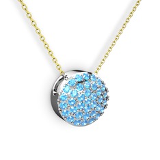 Taşlı Adiva Kolye - Akuamarin 18 ayar beyaz altın kolye (40 cm altın rolo zincir) #1z10479