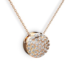 Taşlı Adiva Kolye - Swarovski 8 ayar rose altın kolye (40 cm gümüş rolo zincir) #2cwm1l