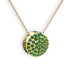 Taşlı Adiva Kolye - Yeşil kuvars 18 ayar altın kolye (40 cm gümüş rolo zincir) #3isskp