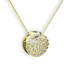 Taşlı Adiva Kolye - Swarovski 18 ayar altın kolye (40 cm altın rolo zincir) #3zum5m