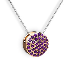 Taşlı Adiva Kolye - Ametist 14 ayar rose altın kolye (40 cm gümüş rolo zincir) #4nw33o