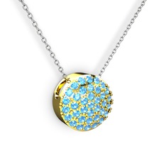 Taşlı Adiva Kolye - Akuamarin 18 ayar altın kolye (40 cm beyaz altın rolo zincir) #4ovnnh