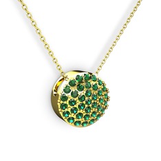 Taşlı Adiva Kolye - Yeşil kuvars 18 ayar altın kolye (40 cm gümüş rolo zincir) #7m3sgq