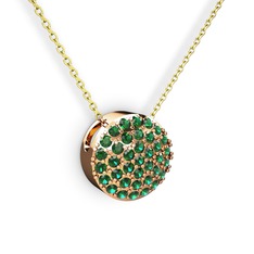 Taşlı Adiva Kolye - Yeşil kuvars 925 ayar rose altın kaplama gümüş kolye (40 cm gümüş rolo zincir) #bm28cf