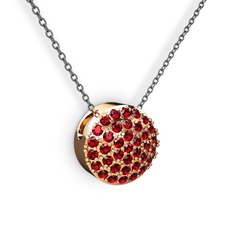 Garnet 14 ayar rose altın kolye (40 cm gümüş rolo zincir)