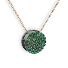Taşlı Adiva Kolye - Yeşil kuvars 925 ayar siyah rodyum kaplama gümüş kolye (40 cm rose altın rolo zincir) #g2ofqr