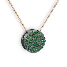 Taşlı Adiva Kolye - Yeşil kuvars 925 ayar siyah rodyum kaplama gümüş kolye (40 cm rose altın rolo zincir) #g2ofqr