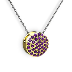 Taşlı Adiva Kolye - Ametist 8 ayar altın kolye (40 cm gümüş rolo zincir) #idl6j6