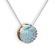 Taşlı Adiva Kolye - Akuamarin 925 ayar rose altın kaplama gümüş kolye (40 cm beyaz altın rolo zincir) #j9hyew