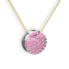 Taşlı Adiva Kolye - Pembe kuvars 925 ayar gümüş kolye (40 cm altın rolo zincir) #jgtmm4