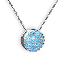 Akuamarin 925 ayar gümüş kolye (40 cm gümüş rolo zincir)