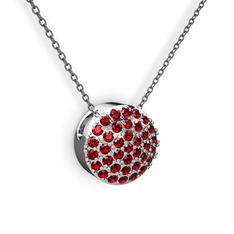 Garnet 14 ayar beyaz altın kolye (40 cm gümüş rolo zincir)