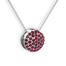 Rodolit garnet 18 ayar beyaz altın kolye (40 cm beyaz altın rolo zincir)