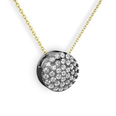Taşlı Adiva Kolye - Swarovski 925 ayar siyah rodyum kaplama gümüş kolye (40 cm gümüş rolo zincir) #uh1s4b