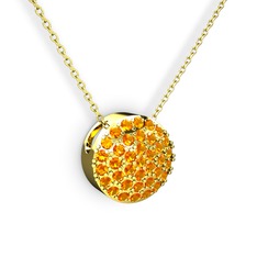 Taşlı Adiva Kolye - Sitrin 14 ayar altın kolye (40 cm altın rolo zincir) #wqqdle