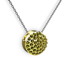 Taşlı Adiva Kolye - Peridot 8 ayar altın kolye (40 cm gümüş rolo zincir) #y8xm38
