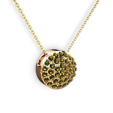 Taşlı Adiva Kolye - Peridot 8 ayar rose altın kolye (40 cm altın rolo zincir) #yhrhuu