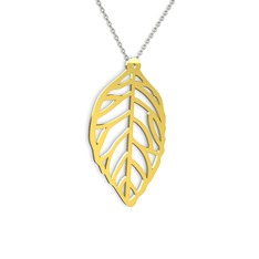Yaprak Kolye - 925 ayar altın kaplama gümüş kolye (40 cm beyaz altın rolo zincir) #1ai8m5n