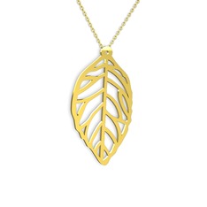 Yaprak Kolye - 8 ayar altın kolye (40 cm altın rolo zincir) #3qrgam